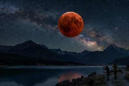 Ilustrasi Gerhana Bulan. Foto: Ai Generated