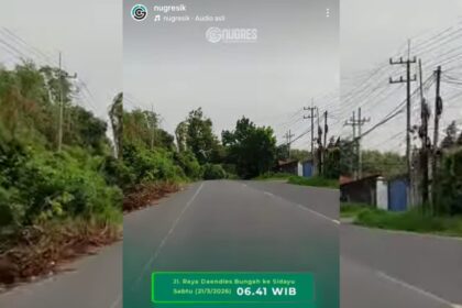 Hari pertama Idulfitri 1447 H, Sabtu (21/3/2026) pagi, jalanan di Kabupaten Gresik Lengang dan Sepi Kendaraan. Foto: Instagram @nugresik