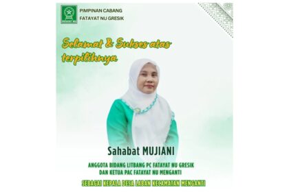 Pimpinan Cabang Fatayat NU Gresik menyampaikan selamat dan sukses atas terpilihnya sahabat Mujiani sebagai Kepala Desa Laban, Kecamatan Menganti, Gresik. Foto: instgram @fatayatnugresik