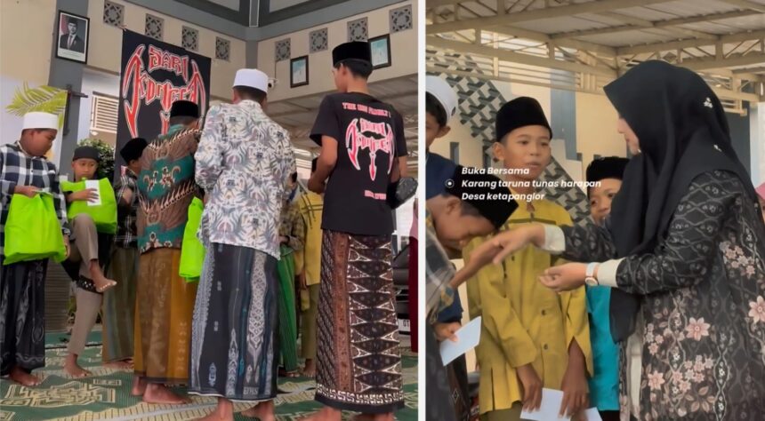 Berbagi kebahagiaan di momen penghujung Ramadan 1447 Hijriah, Karang Taruna Ketapang Lor Kecamatan Ujungpangkah Gresik menggelar Buka Bersama dan Menyalurkan Santunan kepada sejumlah Anak Yatim. Foto: dok Kartar Tunas Harapan Desa Ketapang Lor/NUGres