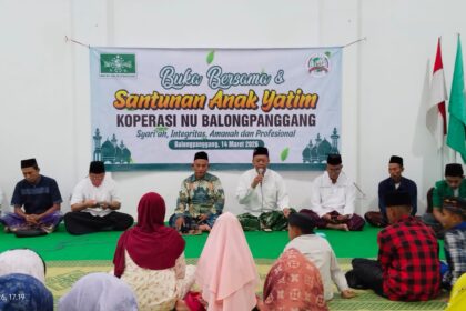 Koperasi NU Balongpanggang menggelar Buka Bersama dan Santunan Yatim Piatu pada Ahad (15/3/2026). Foto: Samsul/NUGres