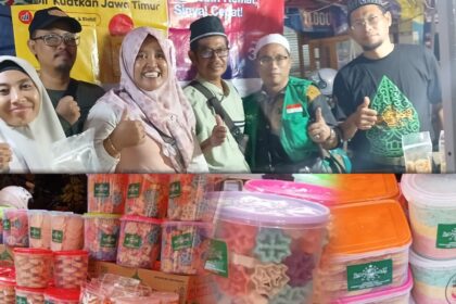 Lembaga Perekonomian Nahdlatul Ulama (LPNU) MWCNU Kebomas, turut ambil bagian di Malam Selawe yang berulang pada Sabtu (14/3/2026), dengan menghadirkan berbagai jajanan tradisional desa. Foto: dok LPNU MWCNU Kebomas/NUGres