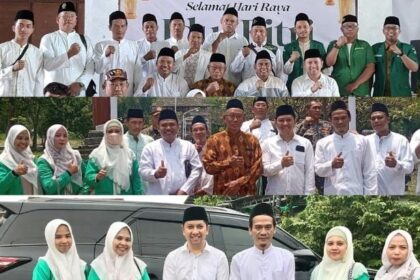 Momentum Hari Raya Idulfitri 1447 Hijriah dimanfaatkan pengurus MWCNU Cerme untuk sowan silaturahim ke para Kiai NU Gresik, Sabtu (28/3/2026). Foto: dok LTN MWCNU Cerme/NUGres