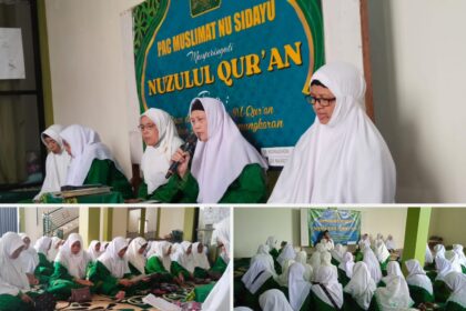 Pimpinan Anak Cabang (PAC) Muslimat NU Sidayu, memperingati Nuzulul Qur'an 1447 Hijriah, dalam forum ini dikupas kunci keluarga bahagia hingga disampaikan progres program kemandirian organisasi. Foto: dok PAC Muslimat NU Sidayu/NUGres