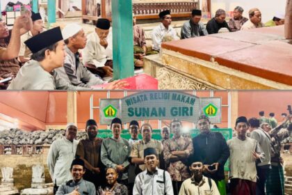 Menjelang pelaksanaan Tradisi Sanggring Kolak Ayam Desa Gumeno Gresik, Panitia Berziarah ke Sunan Dalem, Sabtu (7/3/2026) malam. Foto: dok Panitia Sanggring/NUGres