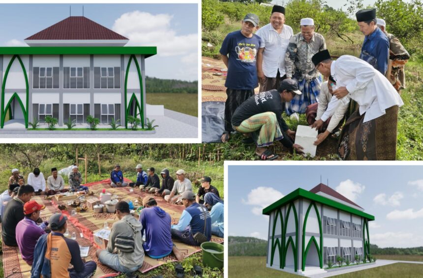 Peletakan Batu Pertama menandai proses dimulainya Pembangunan Musala dan Kantor Ranting Nahdlatul Ulama Glatik Ujungpangkah Gresik, Kamis (26/3/2026). Foto: dok PRNU Glatik/NUGres