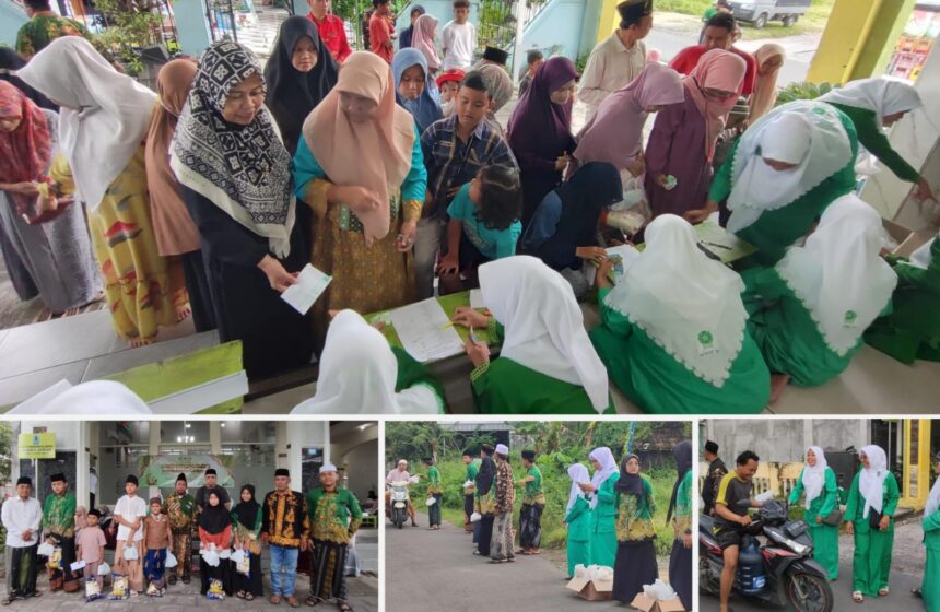 Melibatkan berbagai Banom NU, Pengurus Ranting Nahdlatul Ulama (NU) Sidomulyo menggelar pembagian takjil gratis, santunan anak yatim, serta program tebus sembako murah, Ahad (8/3/2026). dok: PRNU Sidomulyo/NUGres