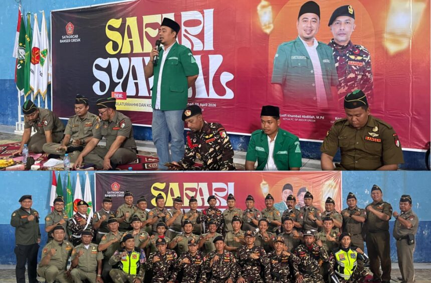 Dalam rangka memperkuat soliditas organisasi, Satkorcab Banser Gresik menggelar Safari Syawal dan Konsolidasi, Ahad (5/4/2026). Foto: dok Satkorcab Banser Gresik/NUGres