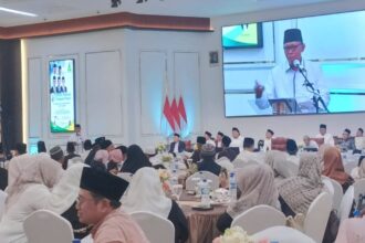 Halal Bihalal Pengurus Wilayah (PW) Ikatan Keluarga Alumni Pesantren Tebuireng (IKAPETE) Jawa Timur di Lamongan, Jumat (3/4/2026)dorong maksimalisasi ekonomi santri. Foto: Syafik Hoo/NUGres