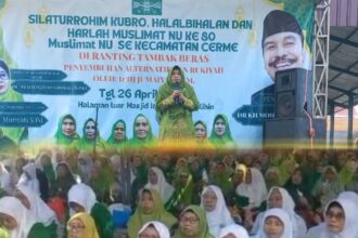 Ribuan Anggota Muslimat NU Cerme Gresik Hadiri Halalbihalal dan Peringatan Harlah ke-80 Muslimat NU. Foto: dok PC Muslimat NU Gresik/NUGres