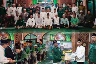 Halal Bihalal MWCNU Kebomas berlangsung di Masjid Mambaul Ulum Sekarkurung Kebomas Gresik pada Jumat (17/4/2026), dirangkai dengan Pengajian Kitab Sulamuttaufiq dan santunan anak yatim. Foto: dok MWCNU Kebomas/NUGres