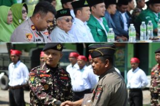 Bersinergi dengan TNI, Pimpinan Anak Cabang (PAC) GP Ansor Gresik sukses menyelenggarakan Diklatsar Banser XXXIII di Markas Kodim 0817 Gresik 25 - 27 April 2026. Foto: dok PAC GP Ansor Gresik/NUGres