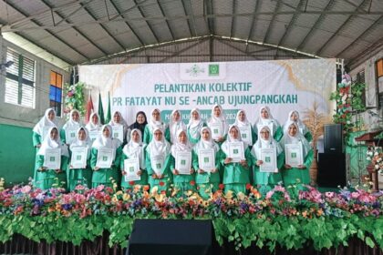 Pelantikan 18 Pimpinan Ranting (PR) Fatayat NU se-Anak Cabang Ujungpangkah Masa Khidmat 2025 - 2028 dirangkai dalam Halal Bihalal Syawal 1447, Jumat (10/4/2026). Foto: dok PAC Fatayat NU Ujungpangkah/NUGres