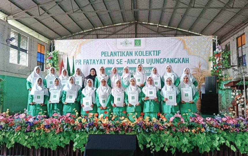 Pelantikan 18 Pimpinan Ranting (PR) Fatayat NU se-Anak Cabang Ujungpangkah Masa Khidmat 2025 - 2028 dirangkai dalam Halal Bihalal Syawal 1447, Jumat (10/4/2026). Foto: dok PAC Fatayat NU Ujungpangkah/NUGres