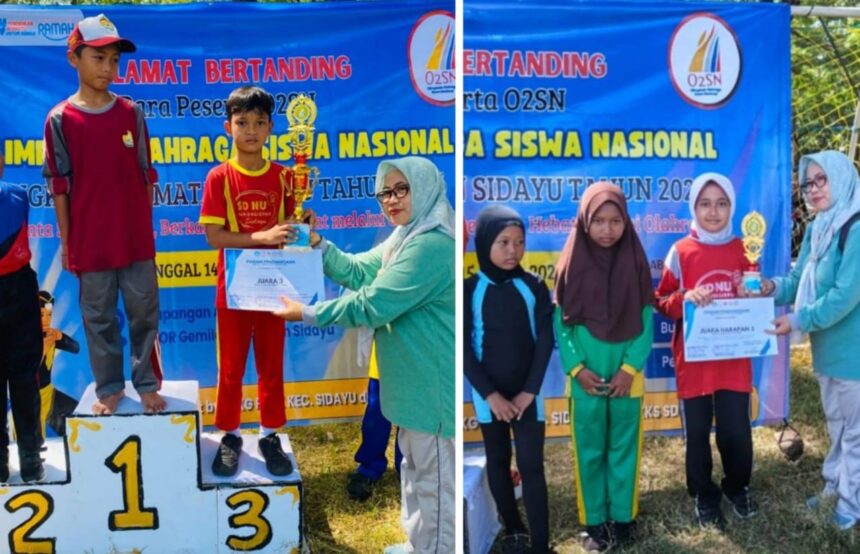 Siswa SDNU Kanjeng Sepuh Sidayu Gresik berhasil mengukir prestasi di ajang O2SN tingkat Kecamatan Sidayu. Foto: dok SDNU Kanjeng Sepuh Gresik/NUGres