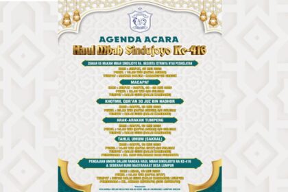Flyer rangkaian kegiatan Haul ke-416 Mbah Sindujoyo yang akan berlangsung 8-10 Mei 2026. Foto: dok Panitia/NUGres