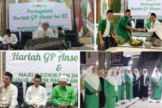 PAC GP Ansor Sidayu menyelenggarakan peringatan Harlah ke-92 GP Ansor di Masjid Jami' Darussalam Desa Wadeng Sidayu Gresik. Pengjian Kitab hingga sederet pesan para tokoh memberikan penguatan kader Ansor untuk terus berkhidmah. Foto: dok PAC GP Ansor Sidayu/NUGres